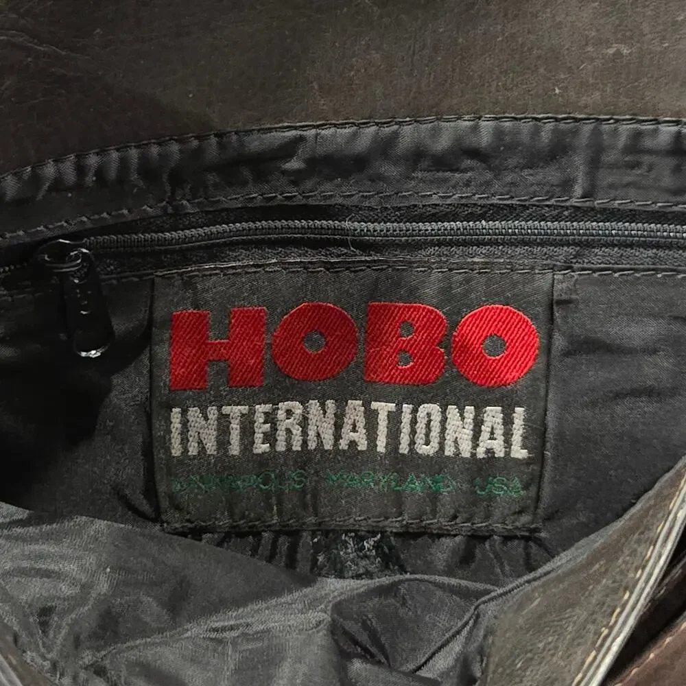 Vintage Hobo International Leather Messager Bag Large Fold Over Flap‎ 90s